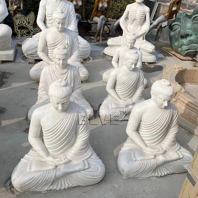 White Marble Buddha Statues Home Decor Sculpture Stone Carvings Garden Sitting Life Size Religious Spot Goods