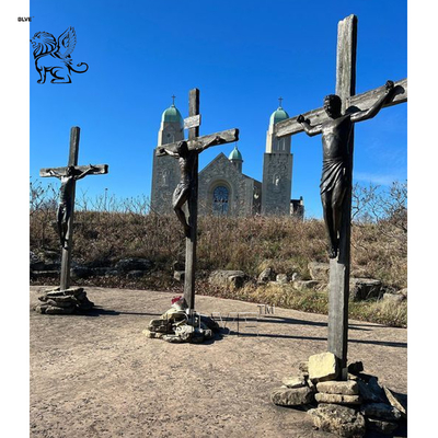 Life Size Dead Jesus Crucified Bronze Sculpture 14 Stations Of The Cross Casting Copper Brass Metal Religious Outdoor