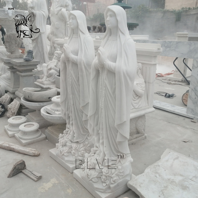 White Marble Virgin Mary Statues Our Lady Sculpture Stone Molds Figure Life Size Religious Handcarved in stock