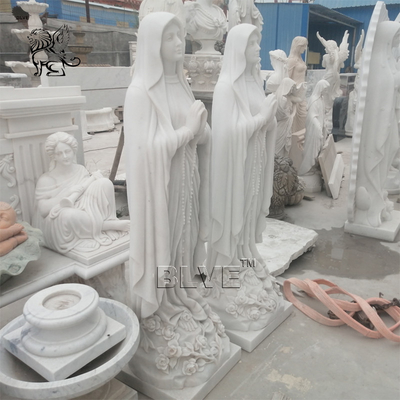 White Marble Virgin Mary Statues Our Lady Sculpture Stone Molds Figure Life Size Religious Handcarved in stock