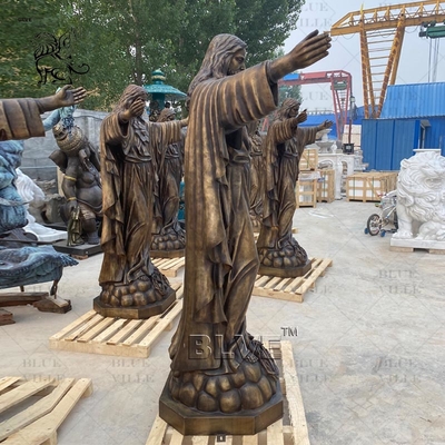 Jesus Bronze Sculpture Open Arms Life Size Casting Metal Christ Religious Brass Statue Outdoor Church