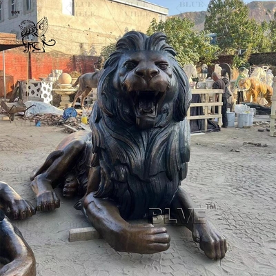 Brass Bronze Lion Statues Life Size Metal Entrance Animal Large Sculptures Outdoor Decoration Custom
