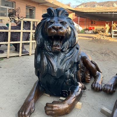 Brass Bronze Lion Statues Life Size Metal Entrance Animal Large Sculptures Outdoor Decoration Custom