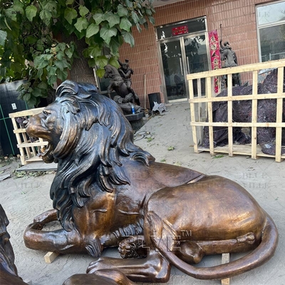 Brass Bronze Lion Statues Life Size Metal Entrance Animal Large Sculptures Outdoor Decoration Custom