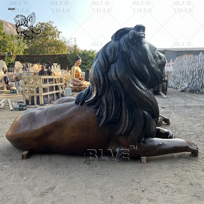 Brass Bronze Lion Statues Life Size Metal Entrance Animal Large Sculptures Outdoor Decoration Custom