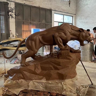 Bronze Leopard Statue Brass Life Size Panther Sculpture Customized Outdoor Decorative Garden