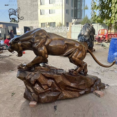 Bronze Leopard Statue Brass Life Size Panther Sculpture Customized Outdoor Decorative Garden