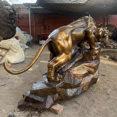 Bronze Leopard Statue Brass Life Size Panther Sculpture Customized Outdoor Decorative Garden