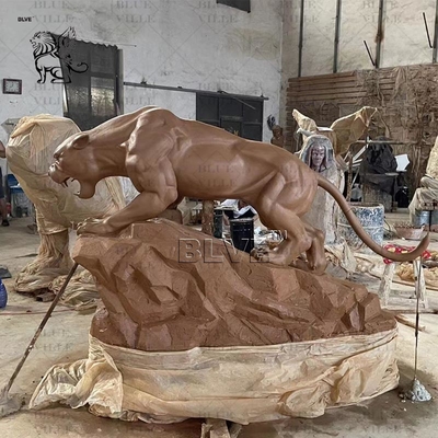 Bronze Leopard Statue Brass Life Size Panther Sculpture Customized Outdoor Decorative Garden