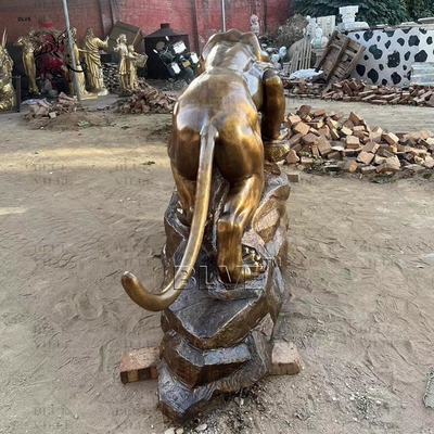Bronze Leopard Statue Brass Life Size Panther Sculpture Customized Outdoor Decorative Garden