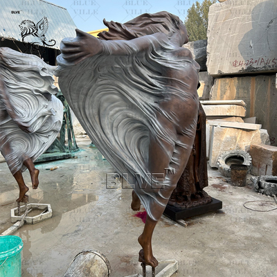 Naked Dancing Girl Life Size Bronze Statue Metal Beautiful Wind Woman Sculpture Modern Art Decoration Garden