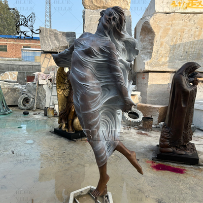 Naked Dancing Girl Life Size Bronze Statue Metal Beautiful Wind Woman Sculpture Modern Art Decoration Garden