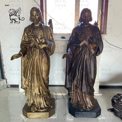 Brass Life Size Jesus Bronze Statue of Christ St Joseph Metal Sculpture Christian Religious
