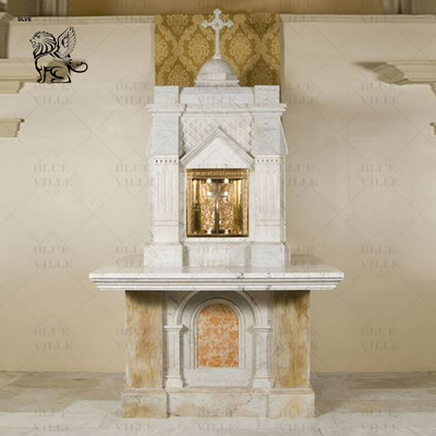 Natural Marble Religious Holy House Sculptures Tabernacle Church Hand Carved Catholic Decoration