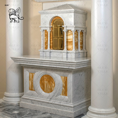 Natural Marble Religious Holy House Sculptures Tabernacle Church Hand Carved Catholic Decoration