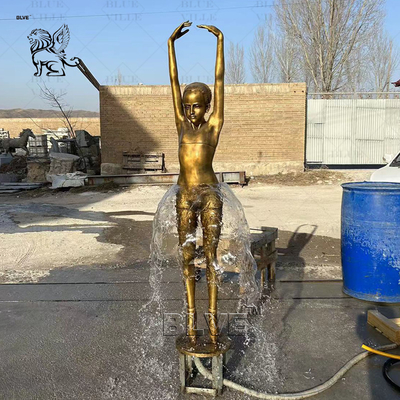 Brass Bronze Ballet Girl Water Fountain Sculpture Dancing Fountain Life Size Metal Garden Statues Pop Art Outdoor
