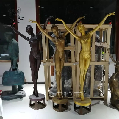 Brass Bronze Ballet Girl Water Fountain Sculpture Dancing Fountain Life Size Metal Garden Statues Pop Art Outdoor