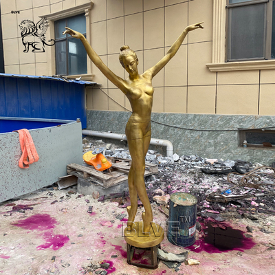 Brass Bronze Ballet Girl Water Fountain Sculpture Dancing Fountain Life Size Metal Garden Statues Pop Art Outdoor