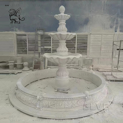 Marble Modern Fountain Egypt Beige Three Tier Garden Fountains Natural Stone Carving Outdoor Decoration