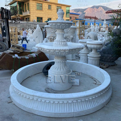Marble Modern Fountain Egypt Beige Three Tier Garden Fountains Natural Stone Carving Outdoor Decoration
