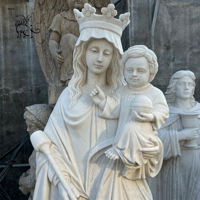Marble Mother Mary Statues Church Life Size Virgin Mama Mary Baby Jesus Statue Religious Handcarved