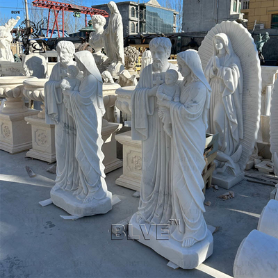 Marble Holy Family Statues Sculpture Virgin Mary Saint St. Joseph Statue Life Size Religious Stone Carvings White