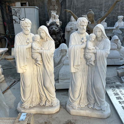 Marble Holy Family Statues Sculpture Virgin Mary Saint St. Joseph Statue Life Size Religious Stone Carvings White