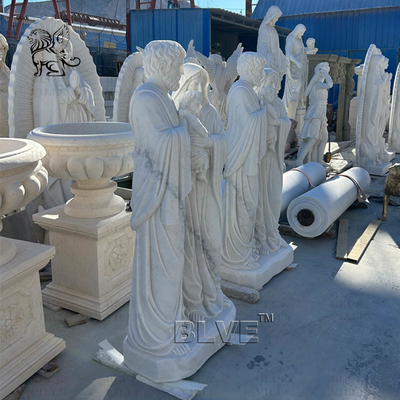 Marble Holy Family Statues Sculpture Virgin Mary Saint St. Joseph Statue Life Size Religious Stone Carvings White