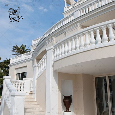 White Marble Stair Railing Designs Stone Staircase Column Baluster Handrail Home Decoration Modern Luxury Villa