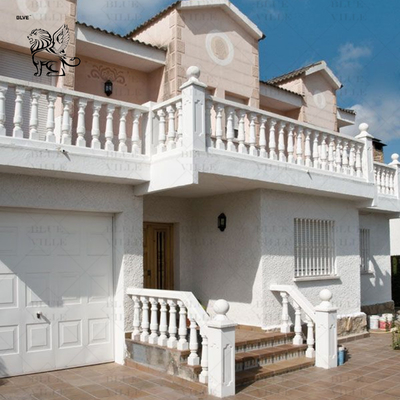 White Marble Stair Railing Designs Stone Staircase Column Baluster Handrail Home Decoration Modern Luxury Villa
