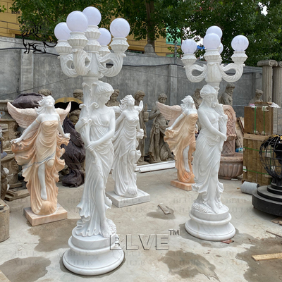 Marble Angel Statue Sculpture Natural Stone Life Size Hand Carved Modern Outdoor Garden Decoration