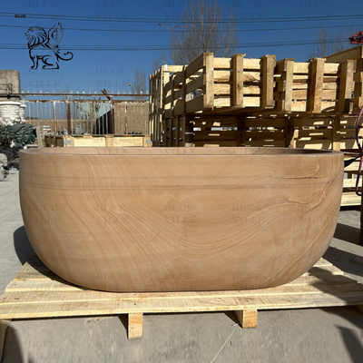 Natural Stone Marble Bath Tub Wood Sandstone Adult Bathroom Bathtub Home Decor Modern Design Hotel Villa