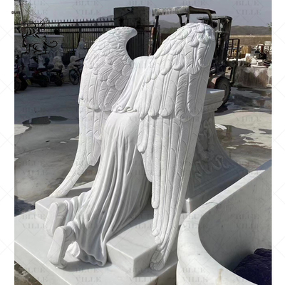 Marble Life Size Weeping Angel Statues Tombstone Monuments Cemetery Headstone Stone Carving Modern
