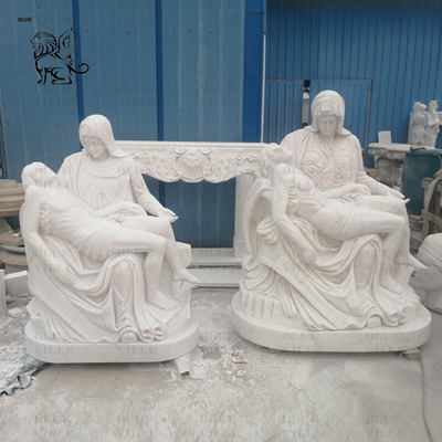 Marble Pieta Statue Mourning of Christ Life Size Virgin Mary Jesus Saint Madonna Stone Sculpture Church Religious