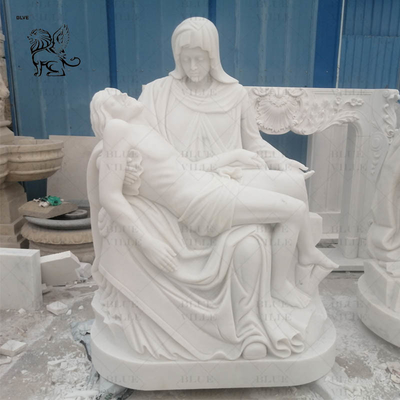 Marble Pieta Statue Mourning of Christ Life Size Virgin Mary Jesus Saint Madonna Stone Sculpture Church Religious