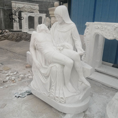 Marble Pieta Statue Mourning of Christ Life Size Virgin Mary Jesus Saint Madonna Stone Sculpture Church Religious