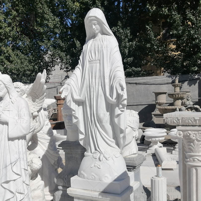 Marble Virgin Mary Statue Life Size Catholic Religious Female Statues Molds Handcarved Outdoor Home Decoration