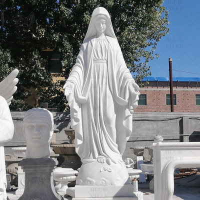 Marble Virgin Mary Statue Life Size Catholic Religious Female Statues Molds Handcarved Outdoor Home Decoration