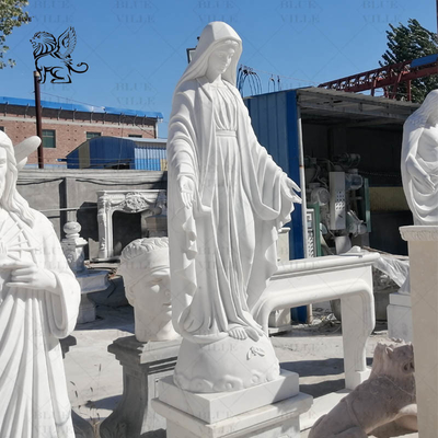 Marble Virgin Mary Statue Life Size Catholic Religious Female Statues Molds Handcarved Outdoor Home Decoration
