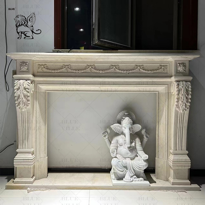 White Marble Fireplace  Stone Mantel Freestanding  Stone Mantel Freestanding