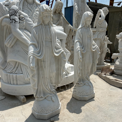 Marble Virgin Mary Sculpture Life Size Religious Saint Mary Statue Stone Carving Home Decoration Church