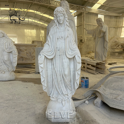 Marble Virgin Mary Sculpture Life Size Religious Saint Mary Statue Stone Carving Home Decoration Church
