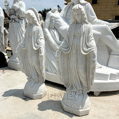 Marble Virgin Mary Sculpture Life Size Religious Saint Mary Statue Stone Carving Home Decoration Church