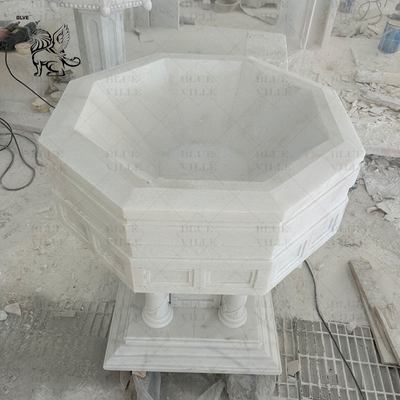 Marble Holy Water Font Natural Stone Catholic Baptismal Religious Chancel Baptism Handcarved Church