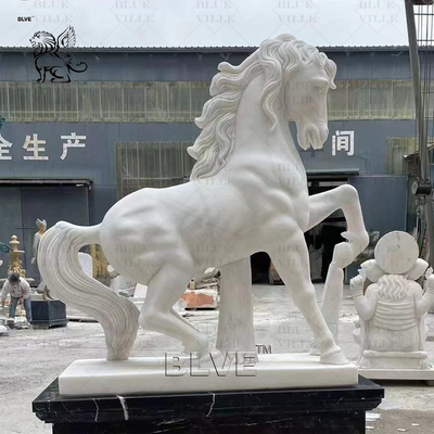 White Marble Horse Statue Life Size Animal Garden Statues Sculptures Stone Carving Outdoor Decorative