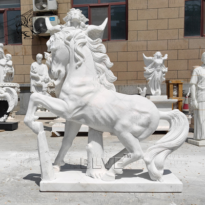 White Marble Horse Statue Life Size Animal Garden Statues Sculptures Stone Carving Outdoor Decorative