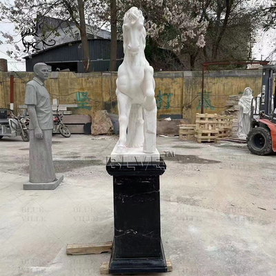 White Marble Horse Statue Life Size Animal Garden Statues Sculptures Stone Carving Outdoor Decorative