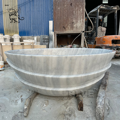 White Oval Marble Bathtub Natural Stone Bathroom Bath Freestanding European Style Home Decoration