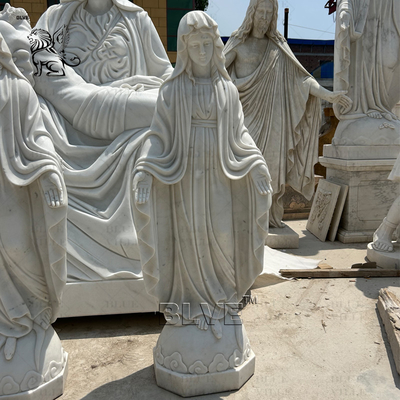 Virgin Mary Marble Statue Life Size White Natural Stone Virgin Maria Statues Religious Hand Carved