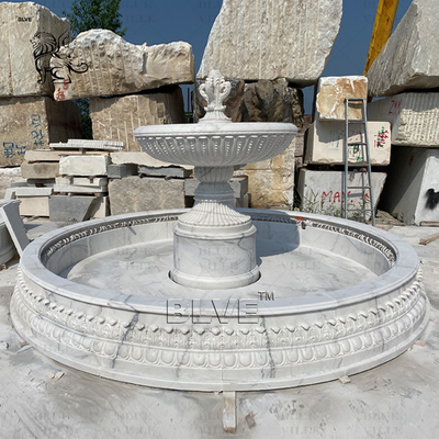 Marble Water Fountain Outdoor White Natural Stone 3 tier Garden Fountains  Modern Design Large